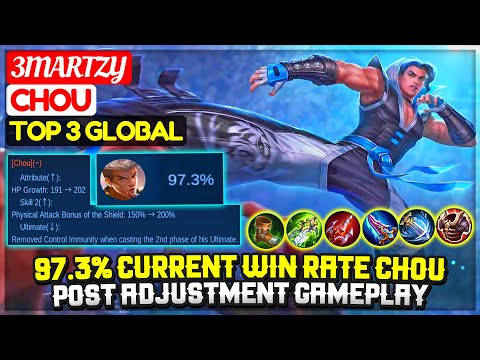 97.3% Current Win Rate Chou, Post Adjustment Gameplay [ Top 3 Global Chou ] 3MarTzy - Mobile Legends