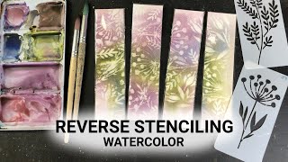 Reverse Stenciling WATERCOLOR Bookmarks! - easy & relaxing painting process - 366