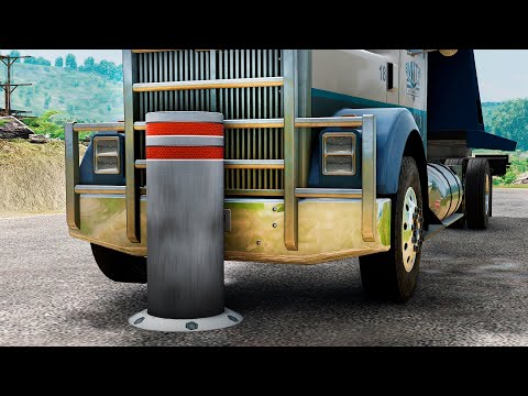 Cars vs Bollards - MASSIVE Car Crashes - BeamNG.drive 4K Gameplay