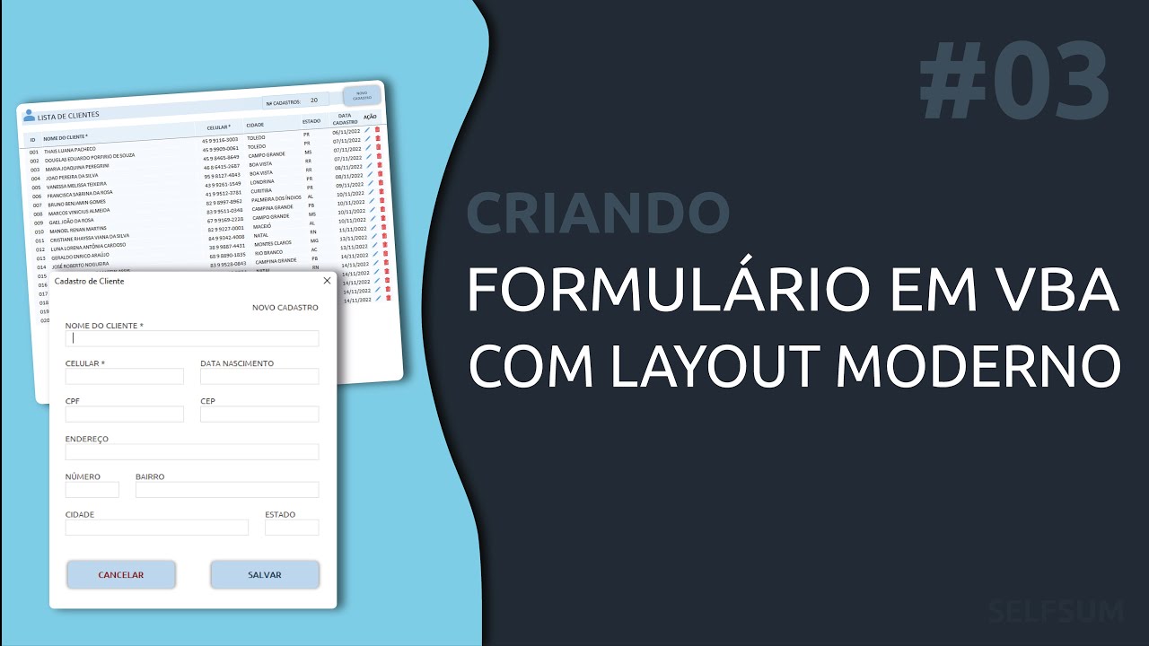 #3 Criando Cadastro de Clientes - Criando Formulário VBA