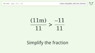 Solving Linear Inequalities: 11m-6 is Greater Than  -17