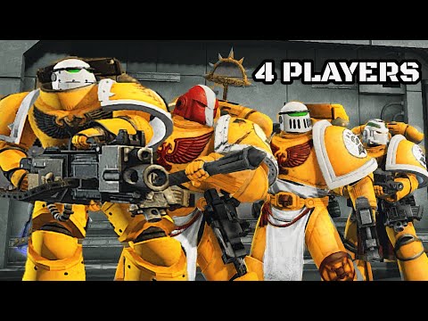 IMPERIAL FISTS SQUAD: 4 Veterans vs Orks & Chaos! - Warhammer 40K: Space Marine, Augmented Mod