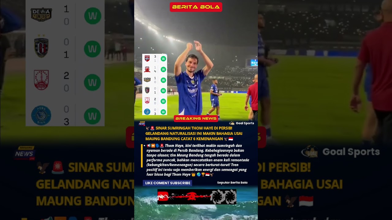 🦅🚨Sinar Thom Haye di Persib! Gelandang Cerdas Makin Bahagia Usai Maung Bandung Catat 6 Kemenangan