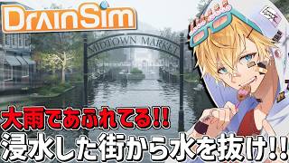 大雨で水没した街からポンプで水を全部抜くシュミレーションゲーム『 DrainSim 』【 エビオ/にじさんじ 】
