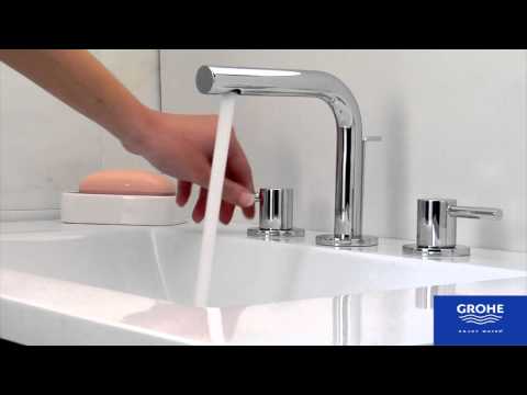 8-inch Widespread 2-Handle M-Size Bathroom Faucet, 1.2 GPM (4.5 L/min) // GROHE STARLIGHT CHROME // YouTube Video