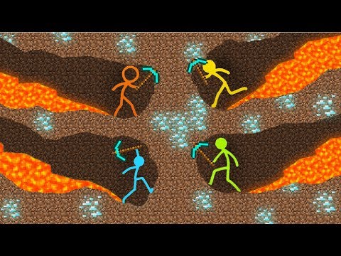 Minecraft VS Stickman 💜 ESCAPING FROM LAVA