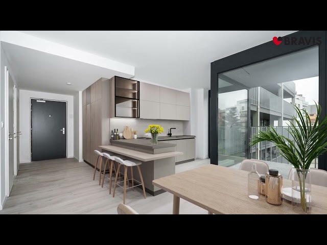 Prodej klimatizovaného studia 3+kk se dvěma terasami, garážové stání, v Rezidenci VIVIENA II, Vídeňská ulice, Brno - Štýřice