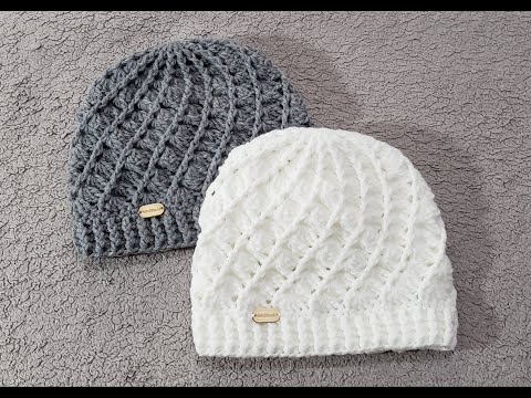 CROCHET BEANIE; how to crochet spiral shell beanie