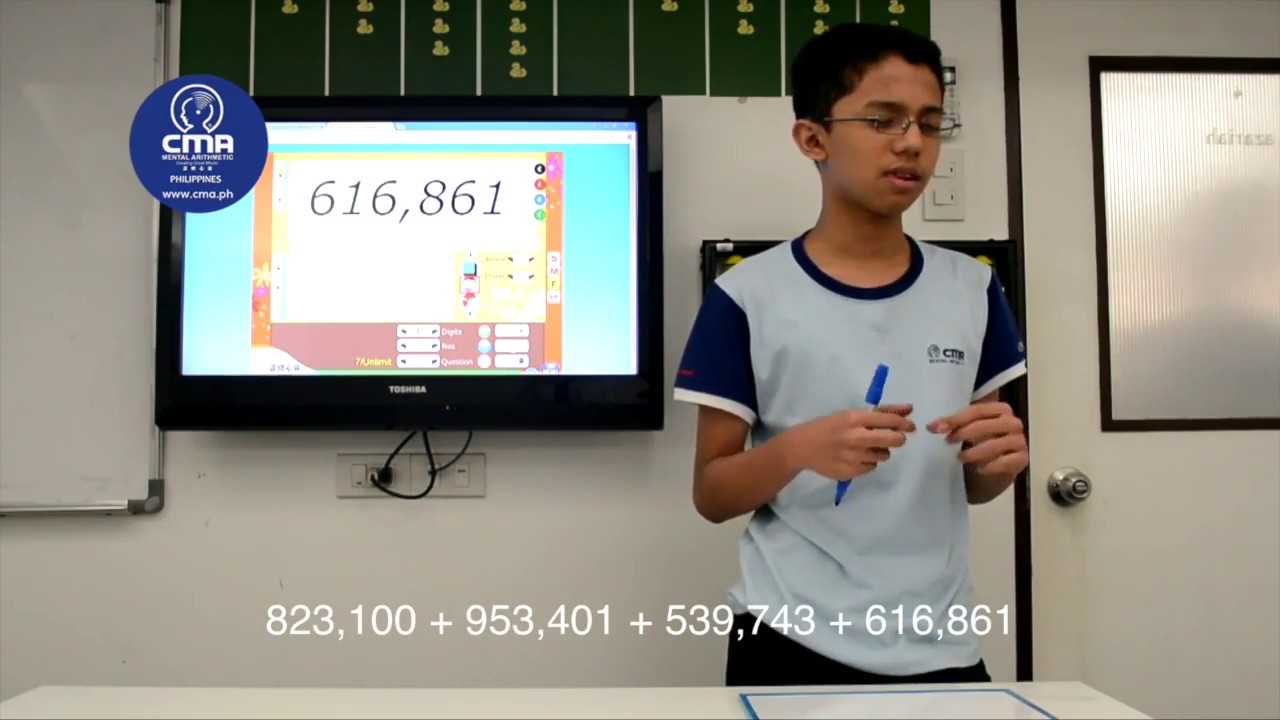 Sam, 13 years old, adding mentally (advanced level) // CMA Philippines