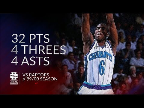 Eddie Jones 32 pts 4 threes 4 asts vs Raptors 99/00 season