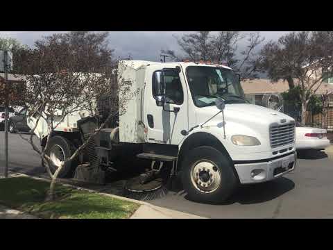 Valley Vista Services white street sweeper truck #153 on 3-25-2021