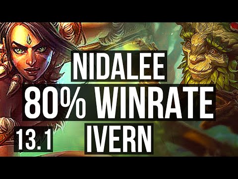 NIDALEE vs IVERN (JNG) | 80% winrate, 9/1/5, Legendary | KR Master | 13.1