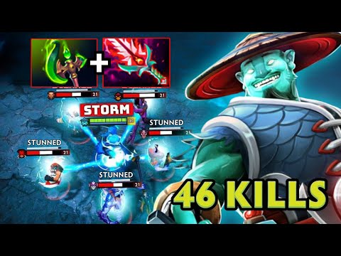 950GPM Storm Spirit Insane Right Click Parasma + Bloodthorn 46Kills Dota 2