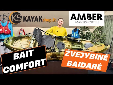Vienvietė žvejybinė SIT-ON-TOP baidarė AMBER BAIT COMFORT, 301 x 78 x 37 cm, LDPE, 29 kg, Jungle Camo video