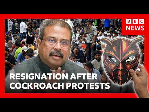India's Education Minister Dharmendra Pradhan resigns after weeks of 'cockroach' protests | BBC News
