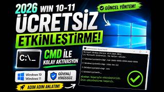 CMD ile Windows (10-11) ÜCRETSİZ Etkinleştirme! | 2026 Güncel