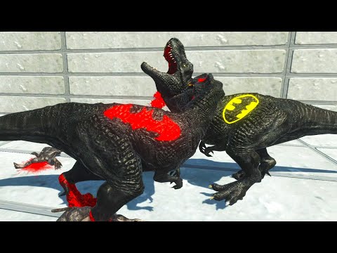 RED BATMAN T-REX vs BATMAN T-REX DEATH RUN #1 - Animal Revolt Battle Simulator