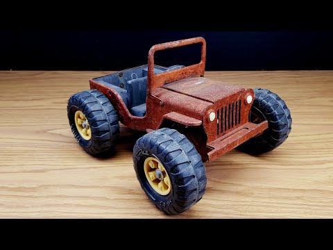 Restore Vintage Rusty Tonka Truck Jeep || Kong Restoration DIY Bring Tonka Truck Jeep Back To Life