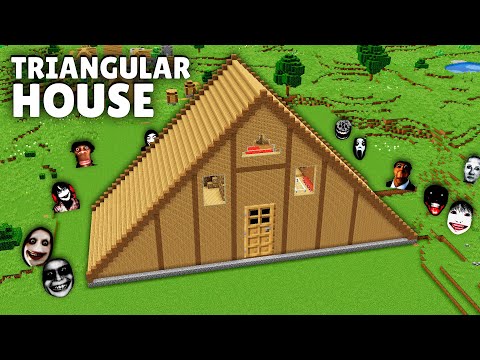 SURVIVAL TRIANGULAR HOUSE  wtih 100 NEXTBOTS in Minecraft - Gameplay - Coffin Meme