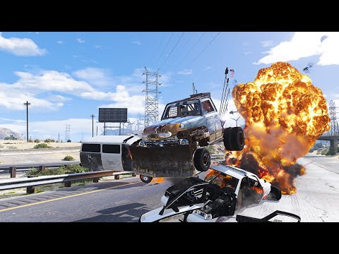 GTA 5 CRUSHABLE SLAVMAN HIGH SPEED CRASHES - SUPER CINEMATIC PICTURE WITH SLOW MO ep.38