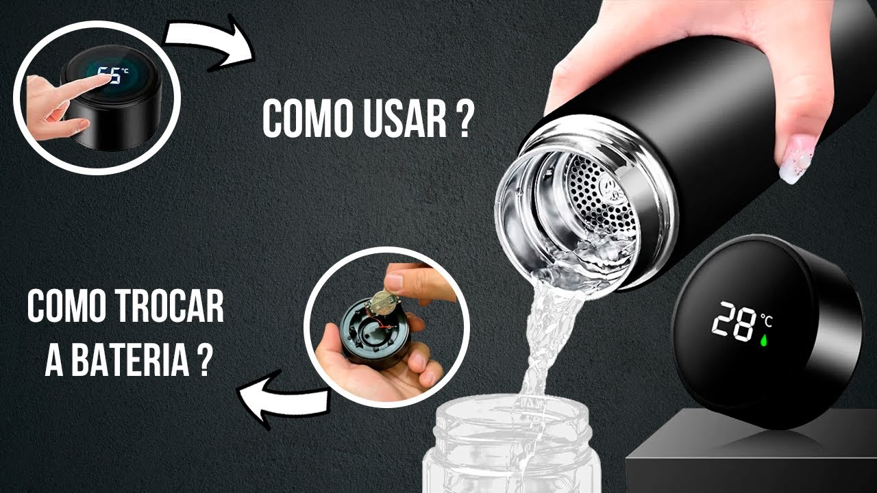 GARRAFA TÉRMICA Uso e Troca da Bateria do LED - Mantenha a Bebida na Temperatura Ideal | 2M TUTORIAL
