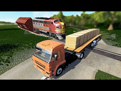 Railway Сrossing Train Сrashes #8 - Beamng drive
