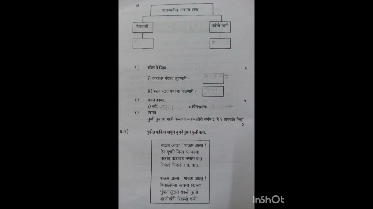 Class 6 Marathi assessment # class 6 Marathi unit test paper# class 6 unit model paper