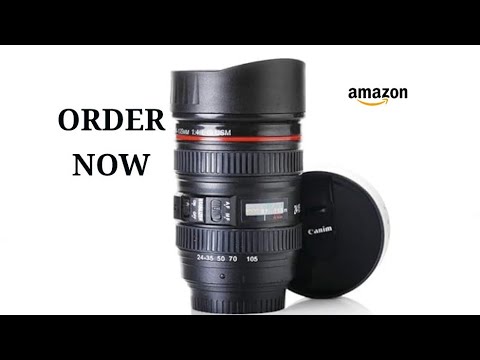Primelife Plastic Camera Lens Shaped Coffee Mug With Lid, 350ml (Black)