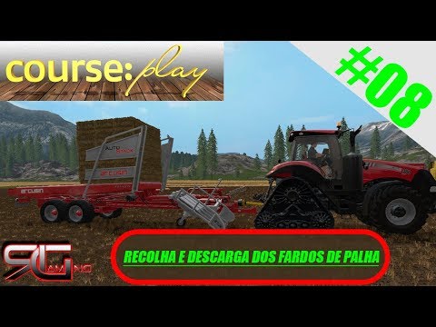 Farming Simulator 17-Tutorial courseplay-como fazer a recolha e descarga dos fardos de palha #08