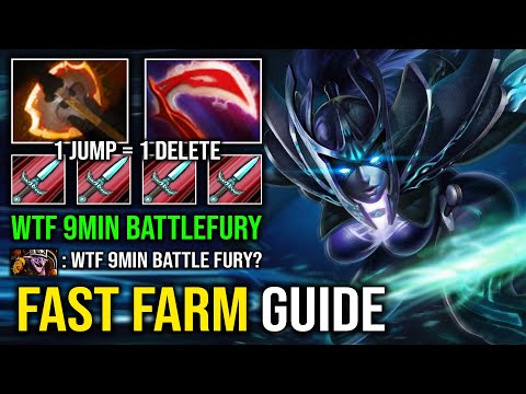 How to Fast Farm 9Min Battle Fury Unlimited Crit Cleave 1 Jump = 1 Delete Phantom Assassin Dota 2