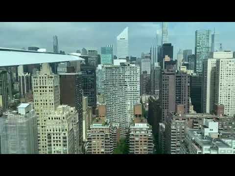 Manhattan as viewed by seaplane landing in East River