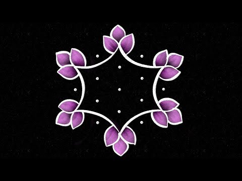 Beautiful rangoli 5 dots 🌺 Daily simple muggulu | 5 to 3 dots flower kolam designs 