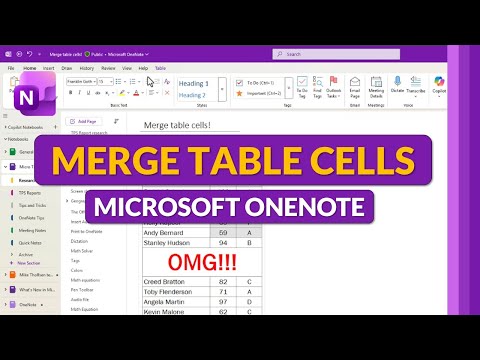 Microsoft OneNote: Merge Table Cells