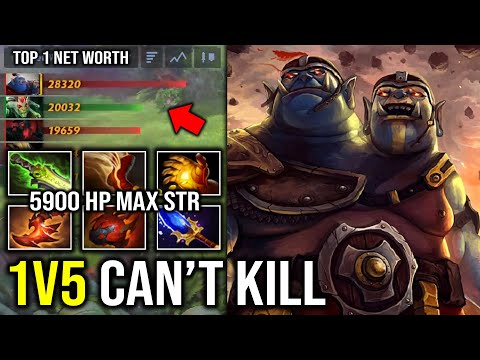 1V5 CAN'T KILL 100% Perma Stun Multicast 5900 HP Max Strength Carry Mid Ogre Magi Vs Medusa Dota 2