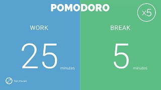 25 / 5  Pomodoro Timer - 2 hours study  No music -