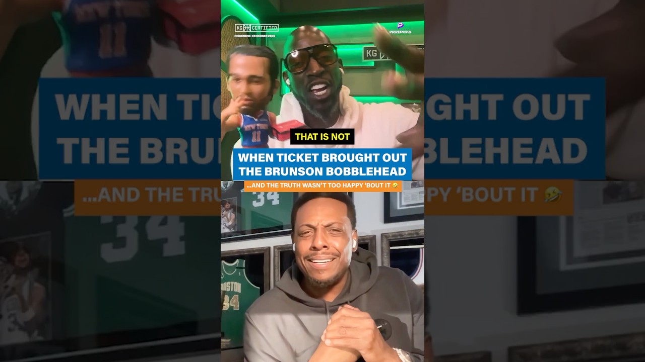 Paul was NOT happy when KG was flaunting the Big Body Brunson bobblehead at the studio 😅