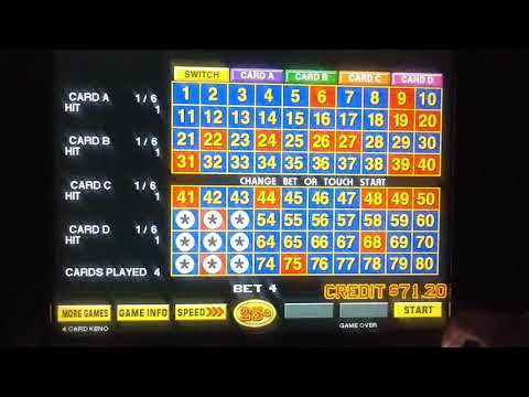 Four Card Keno: 6 Spot Triangle patterns