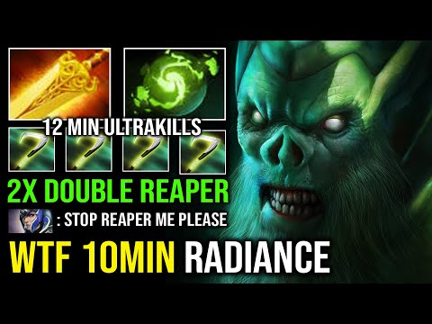 WTF 10Min Radiance & 12Min Ultrakills Double Reaper 1 Shot KS Max HP Regen Solo Mid Necrophos Dota 2