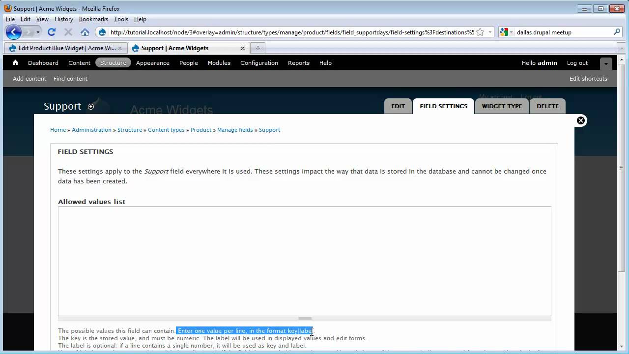 Drupal tutorial: List Fields