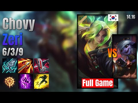 Chovy Mid Zeri vs Tristana lol KR solo rank Full Game 14.16