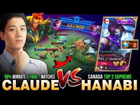 Savage Against Top Player! Gosu General 90% Winrate Claude vs.Canada Top 2 Supreme Hanabi ~ MLBB