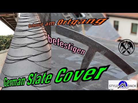 Schnur befestigen - Schieferdach Ortgang Überstand - Schieferdeckung ohne Dachdecker Martin Engelke
