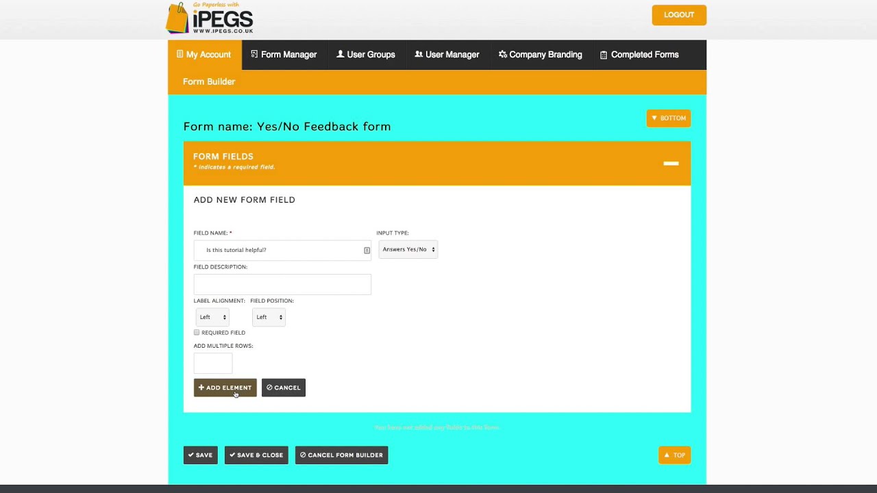 iPEGS Enterprise Tutorials - How To Create A Questionnaire Answers Yes/No