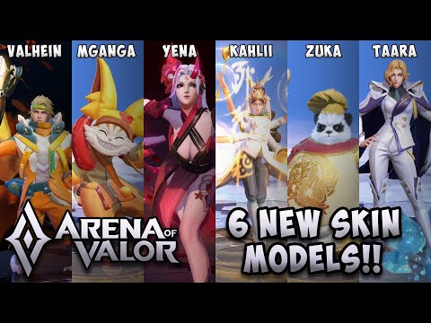 6 NEW SKIN MODELS (VALHEIN, MGANGA, YENA & MORE) | Arena of Valor | AoV | RoV | LiênQuânMobile