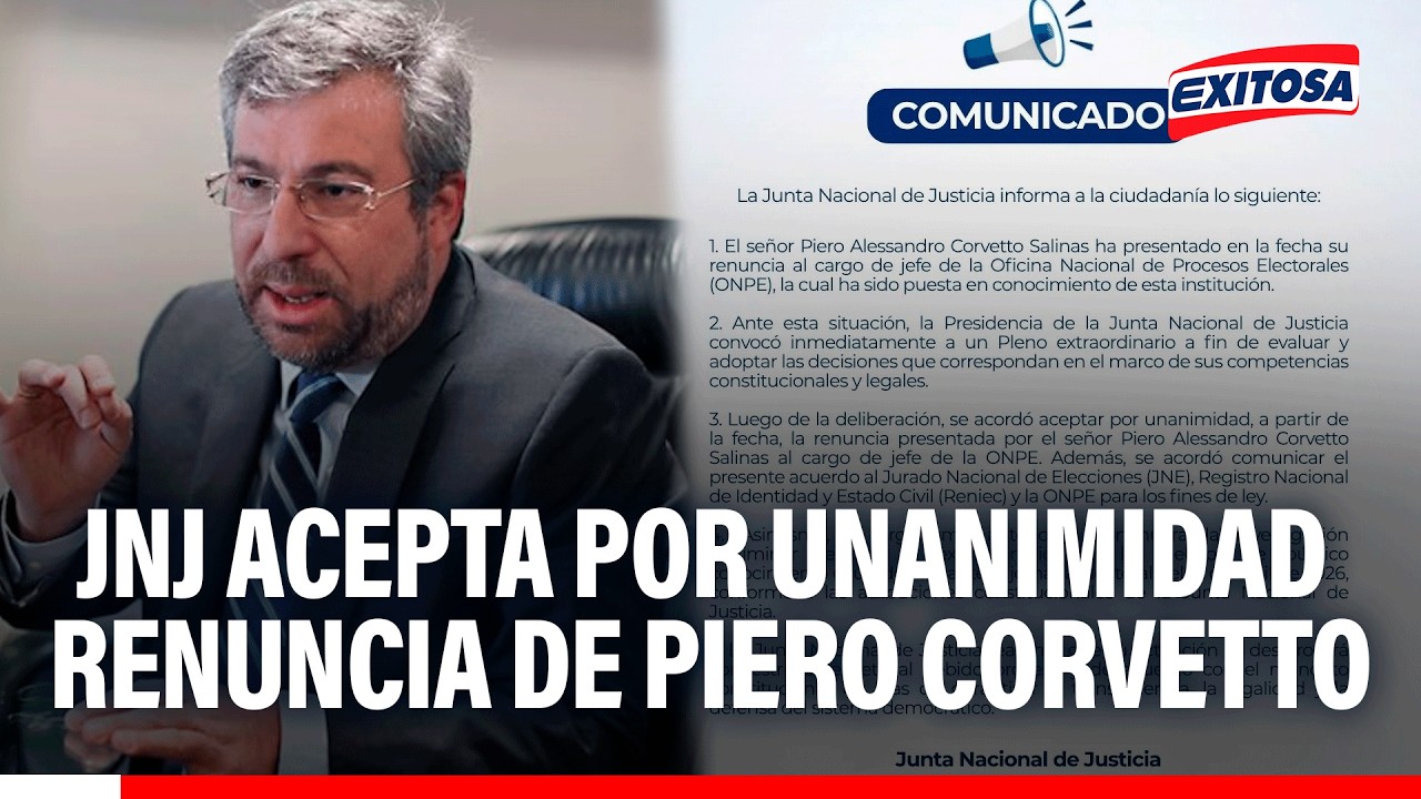 🔴🔵 Por unanimidad Junta Nacional de Justicia acepta renuncia de jefe de la ONPE