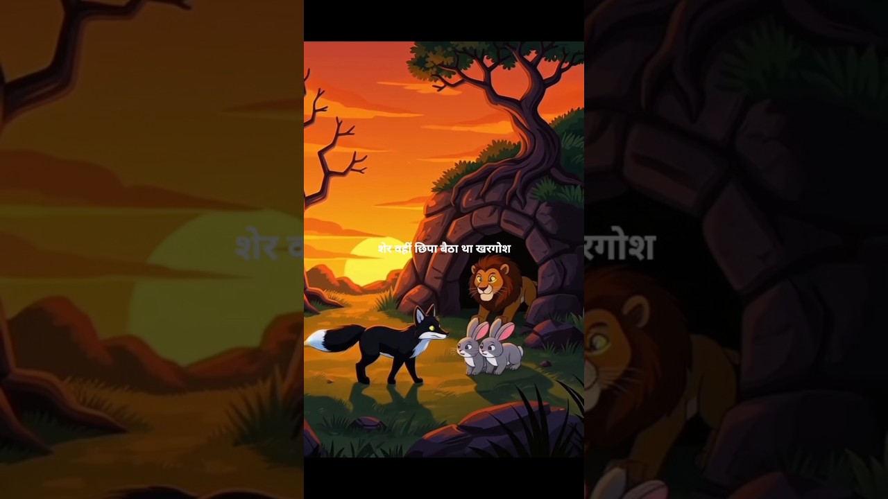 शेर और लोमड़ी|sher aur lomdi#lion &fox#shorts#viralshort#cartoon #trending#cartoon#animation#kahani