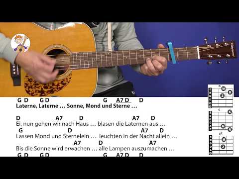Abends, wenn es dunkel wird - Laternenlied mit 3 Akkorden und Text für Gitarre
