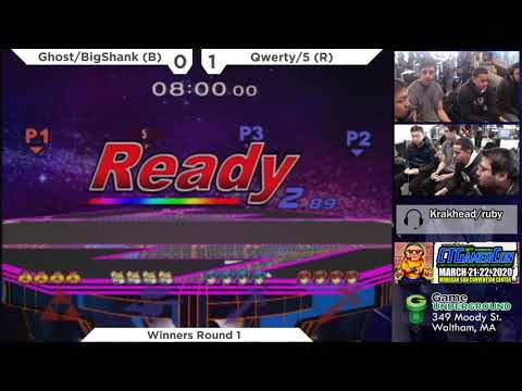 N.E. Melee Arcadian 7 - Qwerty/5 (Red) vs. Ghost/BigShank (Blue) - SSBM Doubles WR1