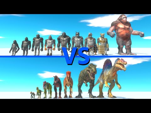 MUTANT PRIMATES Team vs CARNIVORE DINOSAURS Team - Animal Revolt Battle Simulator ARBS