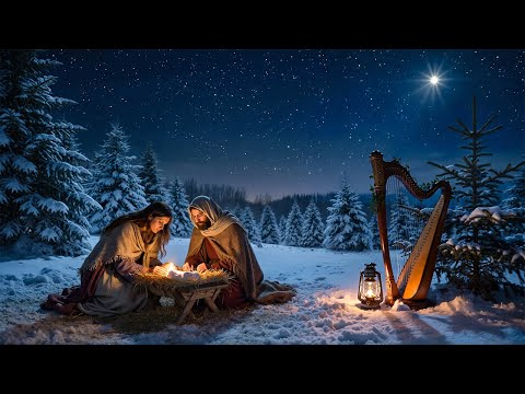 Peaceful Christmas Harp for Prayer & Sleep 🎄Snowy Landscapes & Gentle Carols